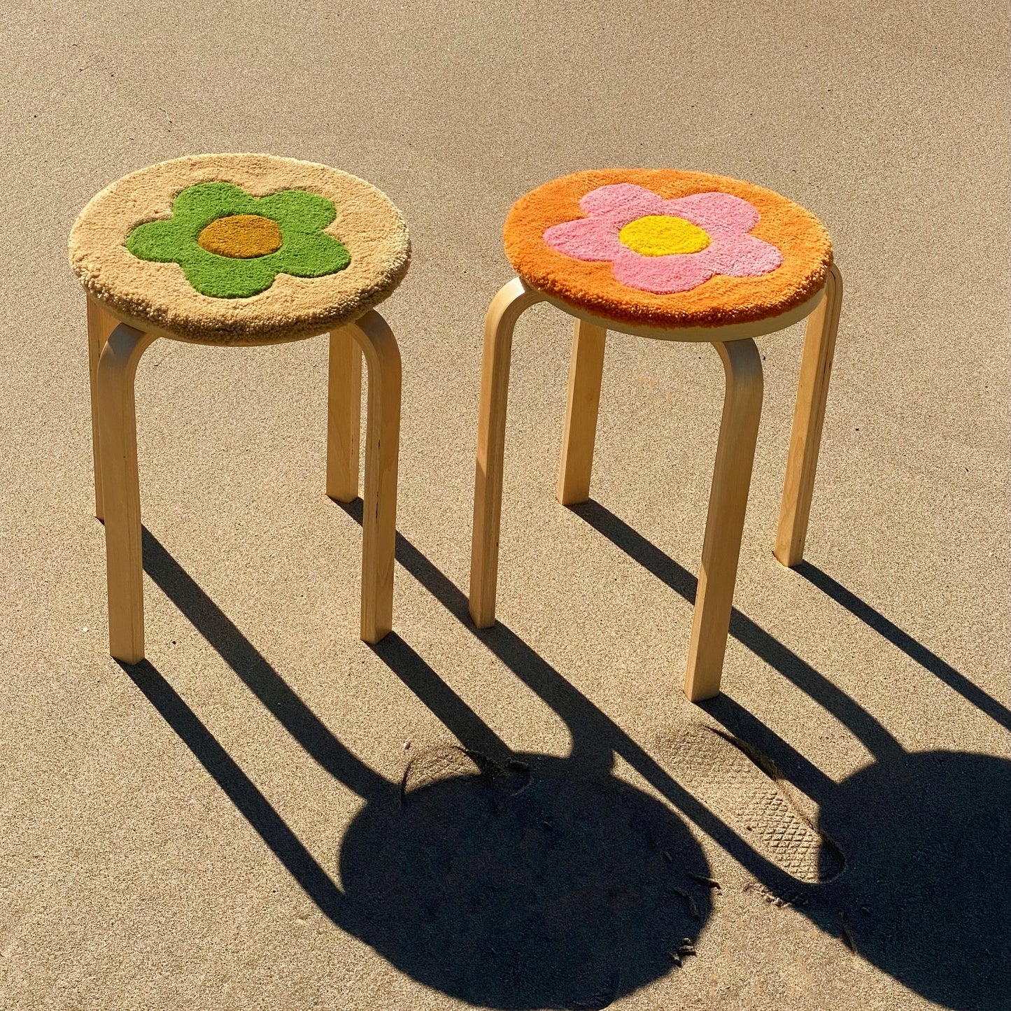Orange & Pink Flower Stool
