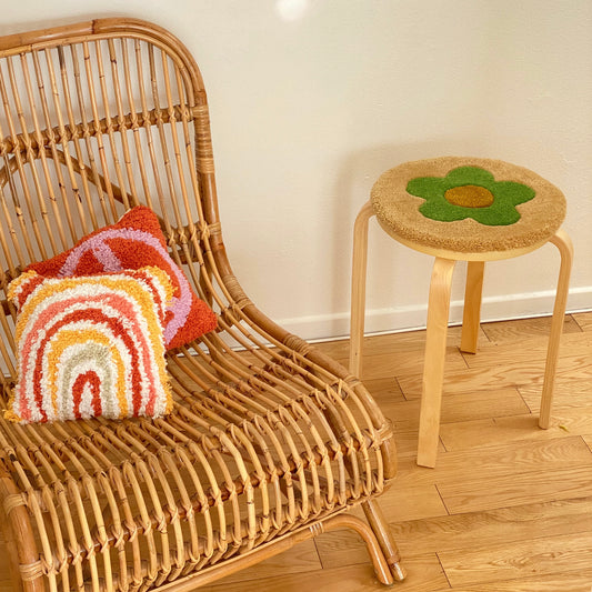 Green & Tan Flower Stool