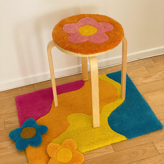 Orange & Pink Flower Stool