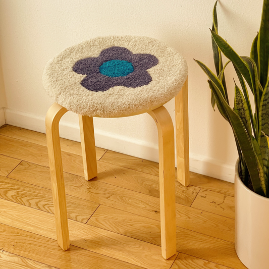 Purple Flower Rug Stool