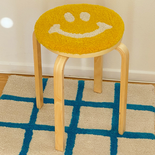 Yellow Smiley Rug Stool