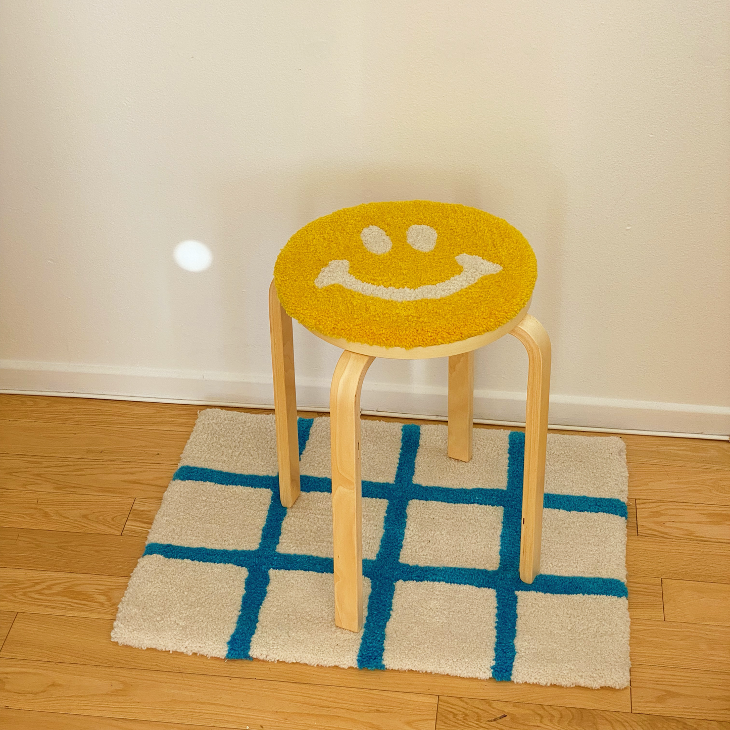 Yellow Smiley Rug Stool